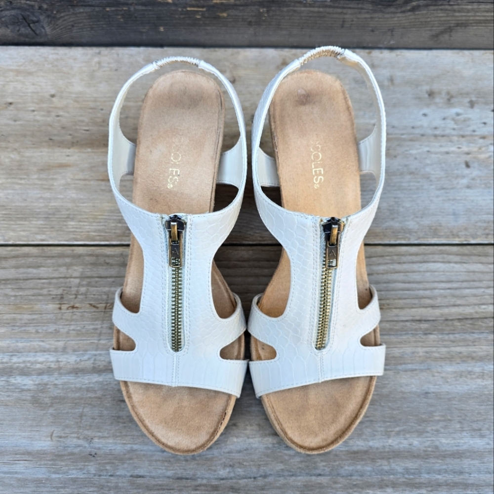 AEROSOLES Plushlow Modern Costal Minimalist Cork Wedge Comfort Sandal 10M - Picture 8 of 15